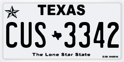 TX license plate CUS3342