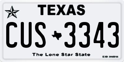 TX license plate CUS3343