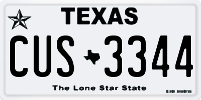 TX license plate CUS3344