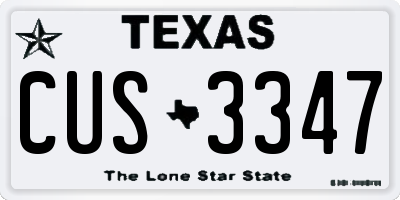 TX license plate CUS3347