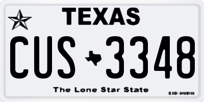 TX license plate CUS3348