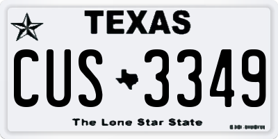 TX license plate CUS3349