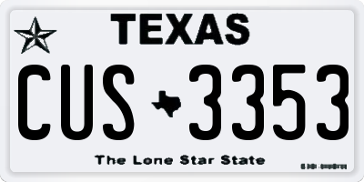 TX license plate CUS3353