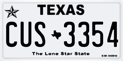 TX license plate CUS3354