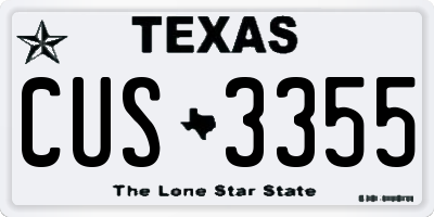 TX license plate CUS3355