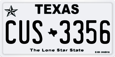 TX license plate CUS3356