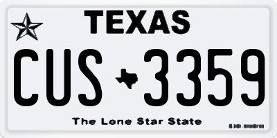TX license plate CUS3359