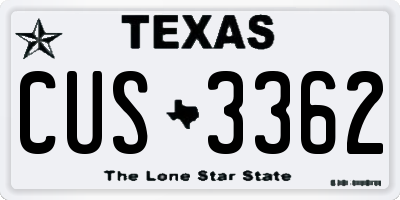 TX license plate CUS3362