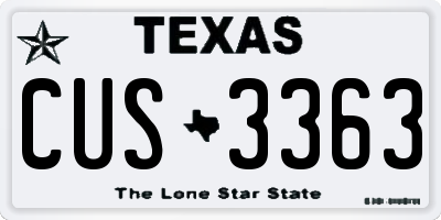 TX license plate CUS3363