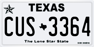 TX license plate CUS3364