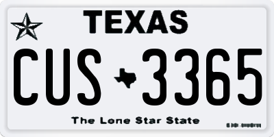 TX license plate CUS3365