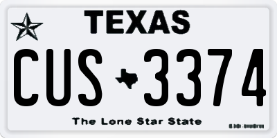 TX license plate CUS3374