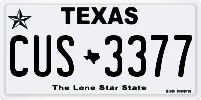 TX license plate CUS3377