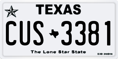 TX license plate CUS3381