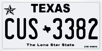 TX license plate CUS3382