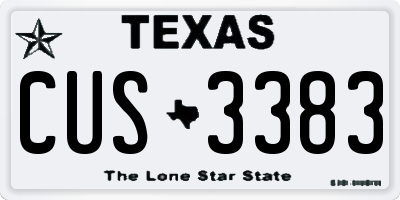 TX license plate CUS3383