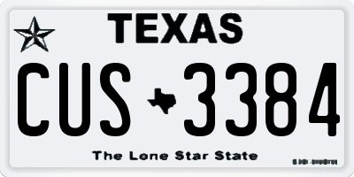 TX license plate CUS3384