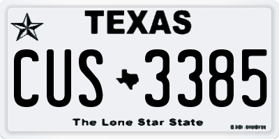TX license plate CUS3385