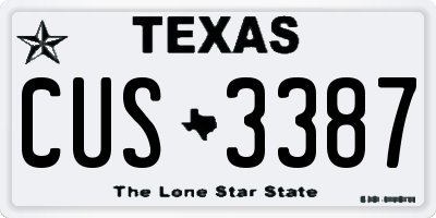 TX license plate CUS3387