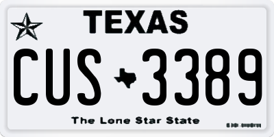 TX license plate CUS3389
