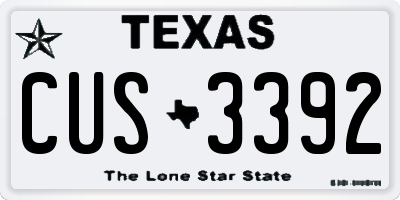 TX license plate CUS3392