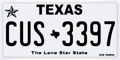 TX license plate CUS3397