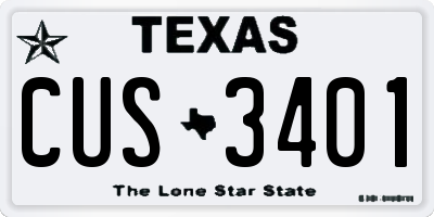 TX license plate CUS3401