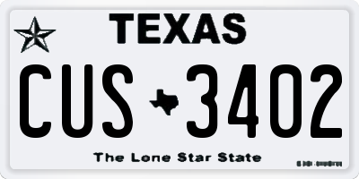 TX license plate CUS3402