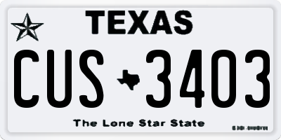 TX license plate CUS3403