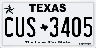 TX license plate CUS3405
