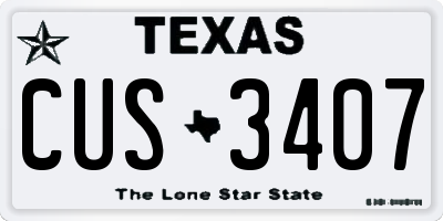 TX license plate CUS3407
