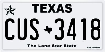 TX license plate CUS3418