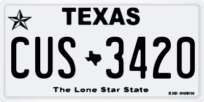 TX license plate CUS3420