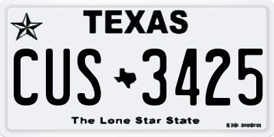TX license plate CUS3425