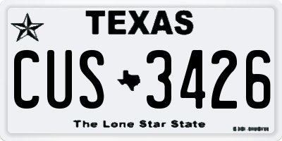 TX license plate CUS3426
