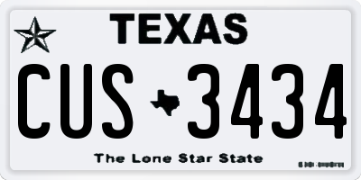 TX license plate CUS3434