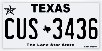 TX license plate CUS3436