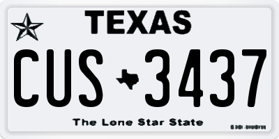 TX license plate CUS3437
