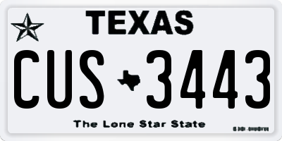 TX license plate CUS3443