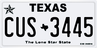 TX license plate CUS3445