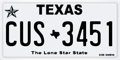 TX license plate CUS3451