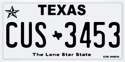 TX license plate CUS3453
