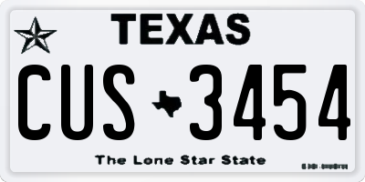 TX license plate CUS3454