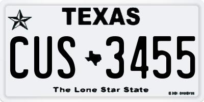 TX license plate CUS3455