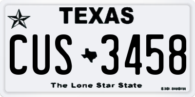 TX license plate CUS3458