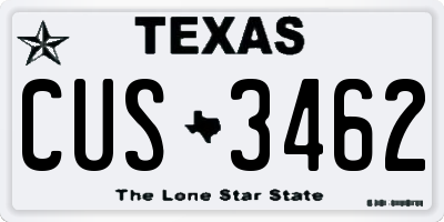 TX license plate CUS3462