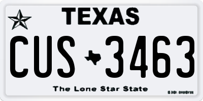 TX license plate CUS3463