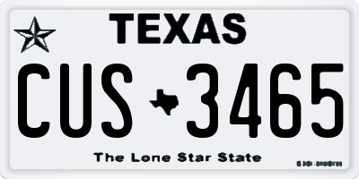 TX license plate CUS3465