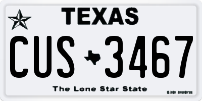 TX license plate CUS3467