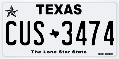 TX license plate CUS3474